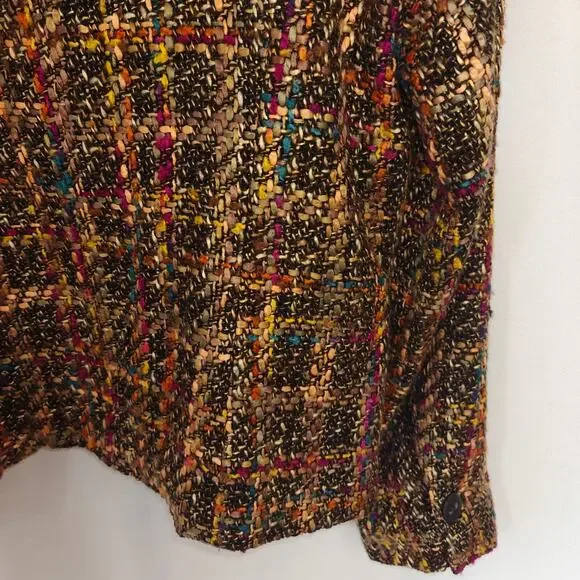 Dialogue Women size 12 Multi Colored Lined Portrait Collar Tweed Jacket - Picture 8 of 9